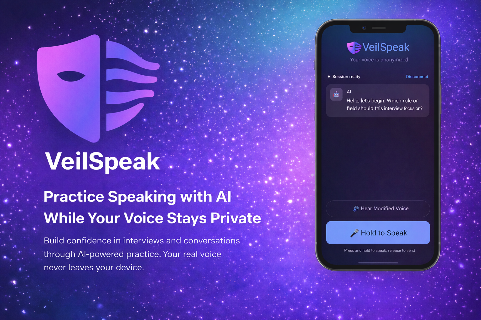 VeilSpeak App Preview